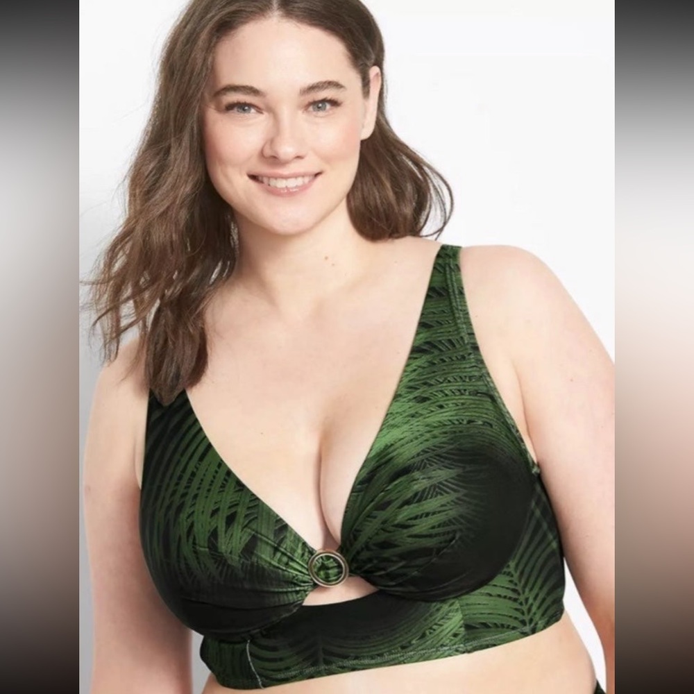 New Lane Bryant Swim by Cacique Palm Print High Waist Bikini Set 44DD 26
